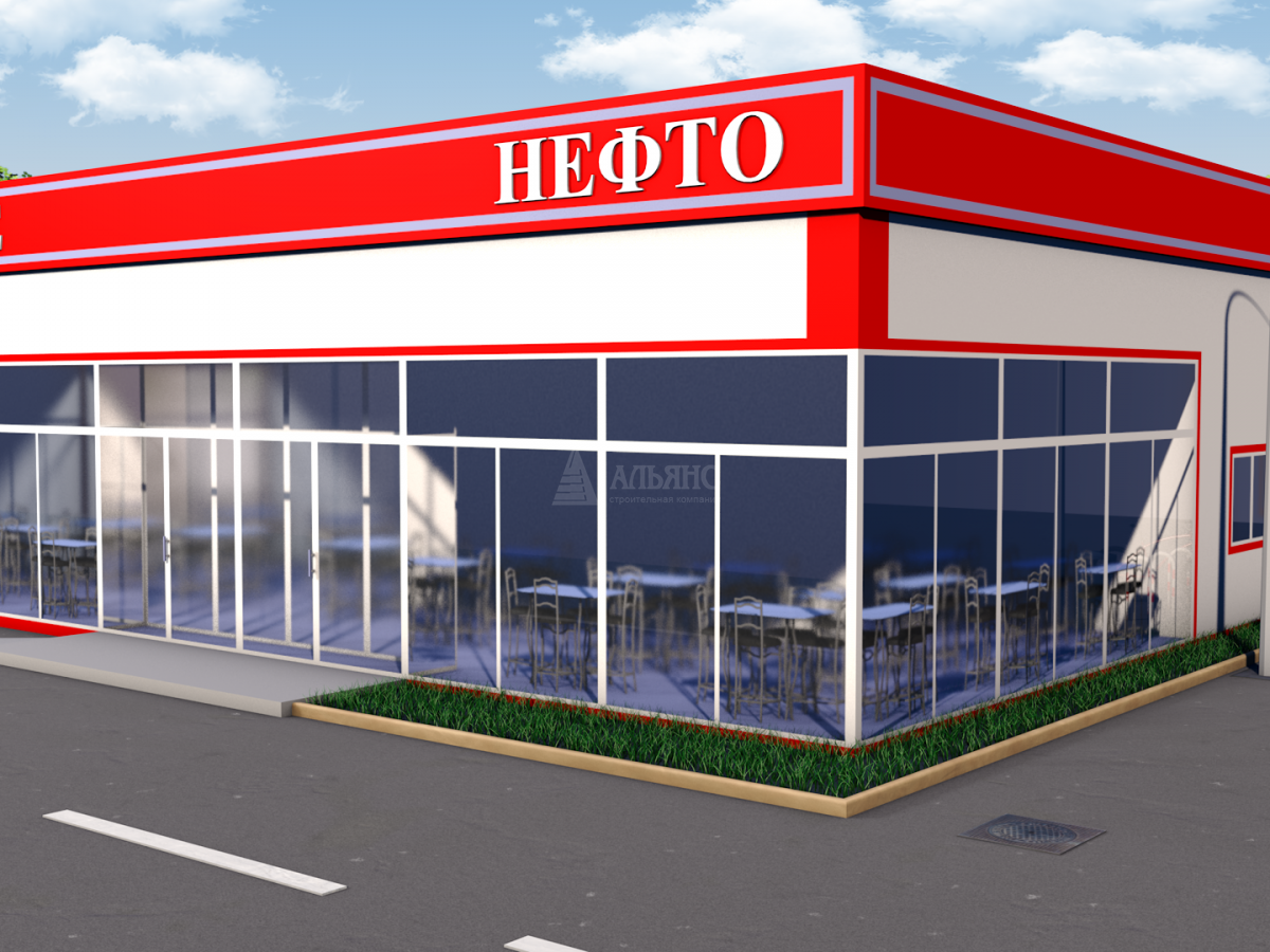 3D визуализация Придорожное кафе из сэндвич-панелей - фото 2