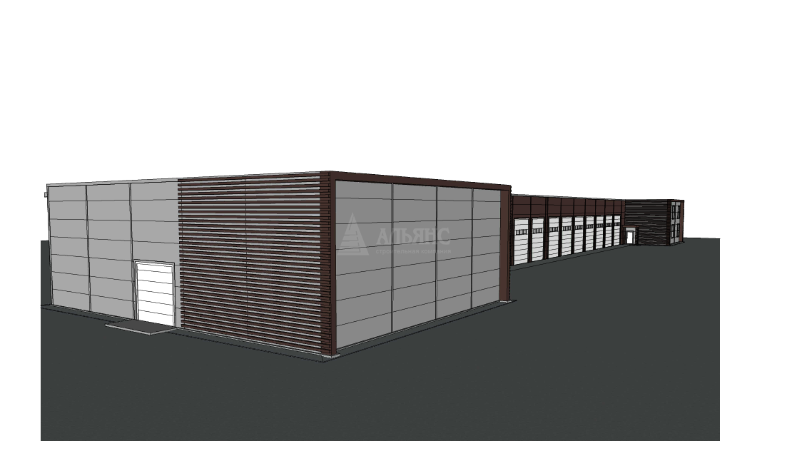 3D визуализация Склад-ангар с АБК из сэндвич-панелей - фото 14